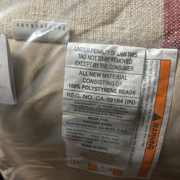 Pottery Barn Patriotic Striped Pouf BNWT So Neat! - Picture 5 of 6